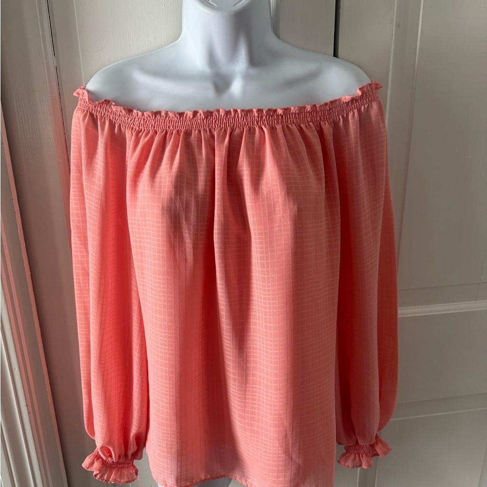 White House Black Market Coral Peasant Blouse